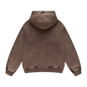 Sweat à capuche rose délavé personnalisé avec logo pour homme, coupe oversize, épaules tombantes, poche kangourou, style vintage - Product Image 5