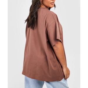 Custom <b>Women</b> Oversized <b>Loose</b> Fit Short Sleeve Crew Neck T-<b>Shirt</b> Solid Color 100% Cotton Jersey Breathable Drop Shoulder Style - Product Image 3