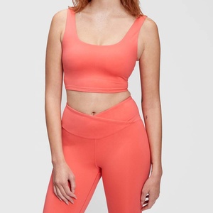Women's Yoga Workout Outfits 1 Piece Set Mid Waist <b>Running</b> Leggings <b>Padded</b> Sport Bra Sleeveless Crop Tops Spandex/Polyester - Product Image 1