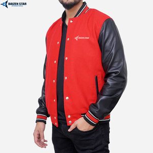 Wool Body Leather Sleeve Varsity <b>Jacket</b> Custom Embroidered Letterman <b>Jacket</b> - Product Image 3