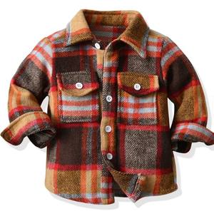 Chemises à carreaux décontractées à manches longues en coton doux pour bébés garçons, personnalisables avec impression, prix de gros - Product Image 3