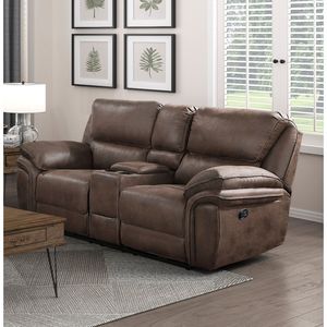 Design moderno 1 pezzo tappezzeria in microfibra marrone struttura in legno massiccio reclinabile Loveseat mobili da soggiorno di peluche - Product Image 1