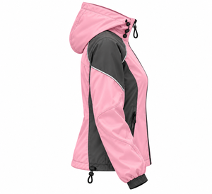 Chaqueta Cortavientos Técnica Rosa Personalizada para Mujer, Exterior de Tafetán, Revestimiento Impermeable de TPU, Forro de Malla, Costuras Reflectantes, Suministro B2B - Product Image 3
