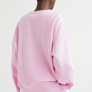 Nouvelle arrivée, sweat-shirt oversize en molleton uni pour femmes, impression de logo personnalisée, manches longues, vêtements décontractés légers - Product Image 6