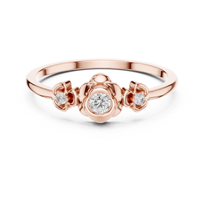 Bague solitaire florale en or rose avec accents de diamants cultivés en laboratoire |   Bague de fiançailles élégante inspirée de la nature pour femmes - Product Image 1