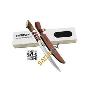 Damasco caza Bowie cuchillo mango de cuero empuñadura de latón/vaina con pomo Manual certificado CE 9,5 "regalo de caza de alto carbono - Product Image 4