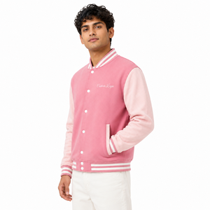Veste universitaire personnalisée pour homme en coton et laine, manches longues, fermeture à boutons-pression, détails en tricot côtelé, plusieurs poches, tendance - Product Image 4