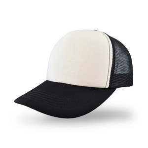 Casquette de camionneur personnalisée bicolore blanc et noir en mousse, dos en maille respirant, imperméable, réglable, avec fermeture snapback, unisexe - Product Image 1