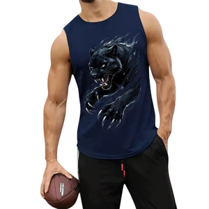 Débardeur Homme Nouvelle Collection Qualité Supérieure Imprimé Panthère Noire Débardeur Homme Décontracté Sans Manches Gilet Sport Col Rond Streetwear - Product Image 5