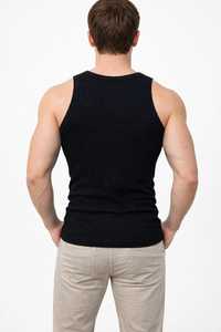 Oneten <b>Men's</b> <b>Black</b> Solid Sleeveless Tank Top Crew Neck Breathable Polyester/Cotton Athletic <b>Vest</b> with Embroidery - Product Image 3