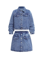 Ensemble en jean pour femme de haute qualité, respirant, décontracté, pour l'été et le printemps, avec haut boutonné et jupe en jean