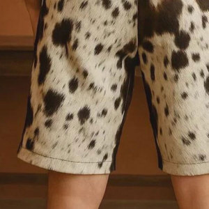 กางเกงขาสั้นหนังวัวแท้พิมพ์ลายวัวสไตล์ตะวันตกสำหรับผู้ชาย แฟชั่นสตรีทแวร์สุดหรู - Product Image 5