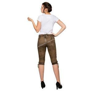 Shorts en cuir suédé véritable pour femmes, style Lederhosen bavarois, brodés, traditionnels, pour l'Oktoberfest, tenue décontractée - Product Image 5