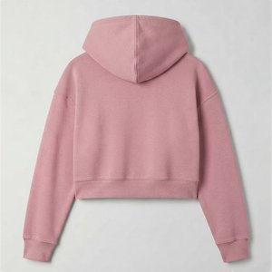 New Demand Custom Logo Women's Pink Hooded Zip-Up Sweatshirt Short Length Fleece Cotton Bamboo Fiber Autumn Winter Wear - Product Image 2