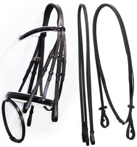 ชุดบังเหียนม้าหนังแก้วคุณภาพพรีเมียม ทนทาน พร้อมสายบังเหียน สำหรับขี่ม้าแบบอังกฤษ ใช้ในการฝึกซ้อมและการแข่งขัน Fab International - Product Image 1