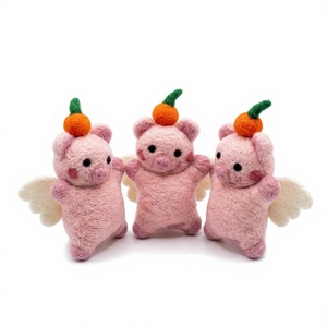 Eco-Friendly Handmade Traditional Pink <b>Pig</b> Angel Ornament Pumpkin Top Felt <b>Christmas</b> Decoration Small Animal Shape Indoor Decor - Product Image 1