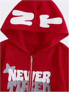 Red Full <b>Zip</b> <b>Hooded</b> Sweatshirt Men 100% Polyester Knitted Fleece Hoodie Casual Streetwear Silk Screen Printed Custom Graphic - Product Image 4