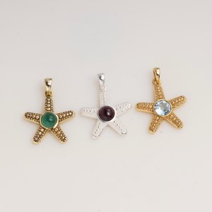Green Onyx Starfish Pendant Gold Tone Ocean Jewelry Natural Gemstone Sea Star <b>Necklace</b> Beach Gift for Women Her - Product Image 3