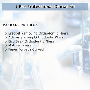 Lot de 5 pinces orthodontiques dentaires en acier inoxydable, manuelles, certifiées CE, pour le retrait de brackets, à 3 griffes, type bec d'oiseau Mathieu - Product Image 2