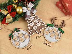 Wooden Christmas Family <b>Tree</b> <b>Ornaments</b> Laser Cut Personalized Names Rustic Holiday Decor for Home Wall Mount - Product Image 5