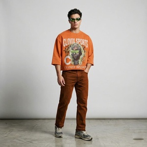 T-shirt surdimensionné personnalisé CLOVIX SPORTS pour homme, style streetwear, coton délavé vintage, coupe ample, mode hip-hop, vente en gros - Product Image 2