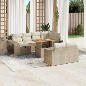 Ensemble de canapés de jardin en rotin PE beige avec grands accoudoirs réglables - Product Image 1
