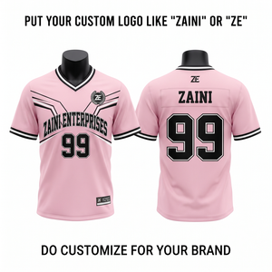 เสื้อฟุตบอลโพลีเอสเตอร์ 160 GSM ระบายความชื้น สีชมพู ดำ ขาว แผ่นผ้าแบบแอธเลติก พิมพ์โลโก้แบบกำหนดเองด้วยความร้อน - Product Image 1