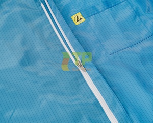 Combinaison antistatique en polyester pour salle blanche, col en V, vente en gros usine - Product Image 6