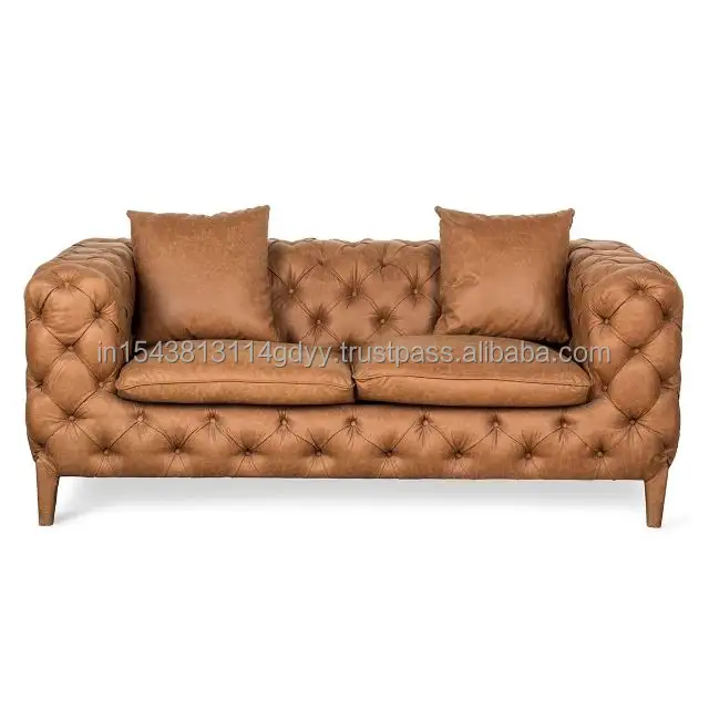 Hot Sale Modern Brown Leather Sofa Set Furniture Chesterfield Sofa leather Living Room Sofas