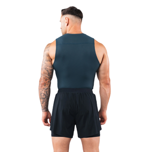 Camiseta Deportiva de Compresión para Hombre, Sin Mangas, Ajustada, para Gimnasio, Entrenamiento, Capa Base, Color Cian Oscuro - Product Image 4