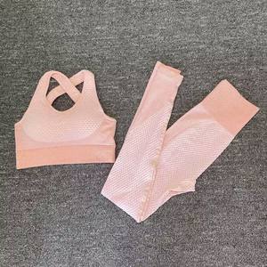 Ensemble de vêtements de sport de luxe pour femmes, 5 pièces, vente en gros : soutien-gorge de sport à dos croisé + veste de sport + short de sport + leggings de yoga - Product Image 2