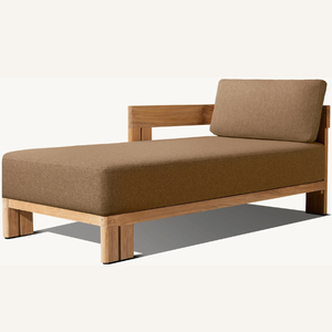 Chaise longue en teck équipée d'un matelas en mousse souple et résistant, idéale pour se détendre près de la piscine de l'hôtel - Product Image 2