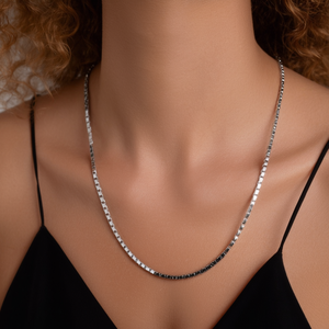 Collier chaîne maille forçat 5 mm en argent sterling 925 plaqué rhodium, 22 pouces, unisexe, vente en gros - Product Image 3