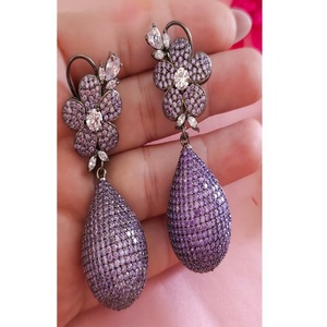 Elegantes Pendientes de Moissanita Plateados de Primera Calidad para Mujer, Estilo Formal, para Fiestas, Colección de Moda - Product Image 1