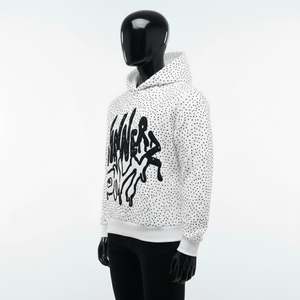 ผู้ผลิตเสื้อฮู้ดดี้โอเวอร์ไซส์ผ้าฝ้ายหนานุ่มแบบกำหนดเอง ประดับด้วยคริสตัล แต่งลายขาดๆ พร้อมงานปักคุณภาพสูง สไตล์สตรีทแวร์ - Product Image 3