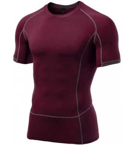 Men's Gray <b>Black</b> Color Blocked Short Sleeve Quick Dry <b>Compression</b> <b>Shirt</b> - Product Image 5