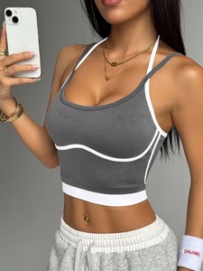 Contrast Trim Sport <b>Bra</b> Crisscross Straps | High Support Compression Bralette for Running | Durable Four Way <b>Stretch</b> OEM Service - Product Image 4