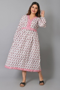 Cotton Chiffon A-Line Silhouette <b>Long</b> Sleeve V-neck Casual Maxi <b>Dress</b> <b>Beach</b> Wear Cover Gown Women Gift for Valentines Day - Product Image 4