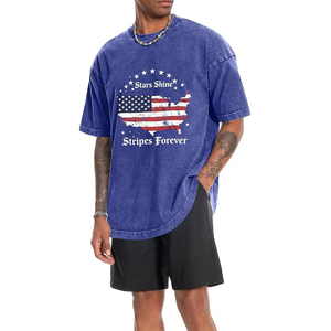 T-shirt vintage 100% coton, impression logo personnalisée, grammage lourd, style streetwear, effet délavé, coupe ample pour homme - Product Image 3