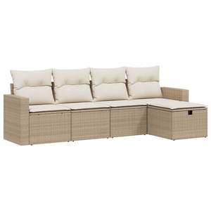 Conjunto de Sofás Modulares Grandes de Ratán Sintético Beige para Jardín, Muebles Modulares Cómodos para Exteriores - Product Image 2
