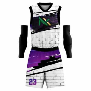 Uniforme de Baloncesto Personalizado para Hombre con Diseño de Grafiti, Jersey de Malla Sublimada, Pantalones Cortos, Ropa Deportiva de Equipo, Kit de Equipamiento para Juego, Venta OEM Profesional - Product Image 2