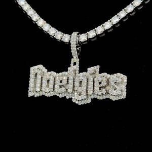 Tendance pendentif glacé diamant caution personnalisé lettres empilées pendentif nom personnalisé collier Hip Hop hommes diamant bijoux - Product Image 2