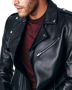 Custom Leather <b>Motorcycle</b> <b>Jacket</b> <b>Men</b> OEM Logo Classic Biker Design Premium Quality Stylish Leather Outerwear - Product Image 3