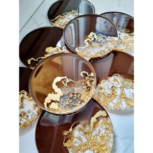 Modern Decorative Resin Coasters Oval and Round Shapes <b>Beverage</b> <b>Serving</b> <b>Sets</b> for Spaces - Product Image 5