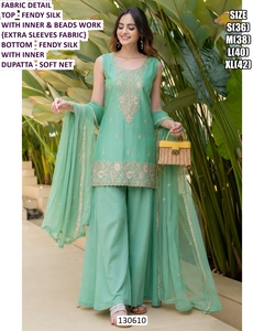 Regal Yellow Traditional Party Floor-Length Embroidered Women's <b>Kurti</b> - Product Image 3
