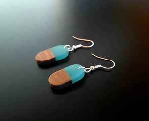 Wooden Drop Earrings Contemporary Jewelry Designer Earrings Stylish Accessories Gift For Her Creative <b>Resin</b> Premium <b>Resin</b> <b>Crafts</b> - Product Image 4