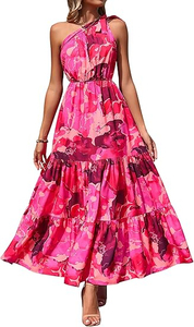 Women's Early Autumn New Solid Casual Sleeveless Maxi Three-Layer Cake <b>Dress</b> with Natural Waist A-Line Silhouette - Product Image 5