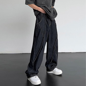 Pantalones Vaqueros Anchos de Mezclilla para Hombre, Estilo Retro, Corte Holgado, Lavado Negro - Product Image 4