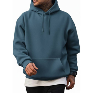 High Quality 350gsm Heavyweight Fleece Polyester/Cotton Winter Blank Hoodie Custom Pullover <b>Stand</b> Collar Breathable Men - Product Image 2