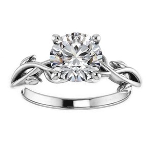Bague de Fiançailles Solitaire de Luxe en Moissanite Ronde, Plaqué Or Blanc sur Argent Sterling 925, pour Fête, Mariage ou Promesse - Product Image 1
